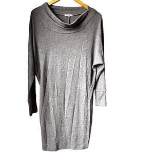 Vince Sweater Dress M Charcoal Gray Angora Cowl Neck Minimalist Capsule Sheath